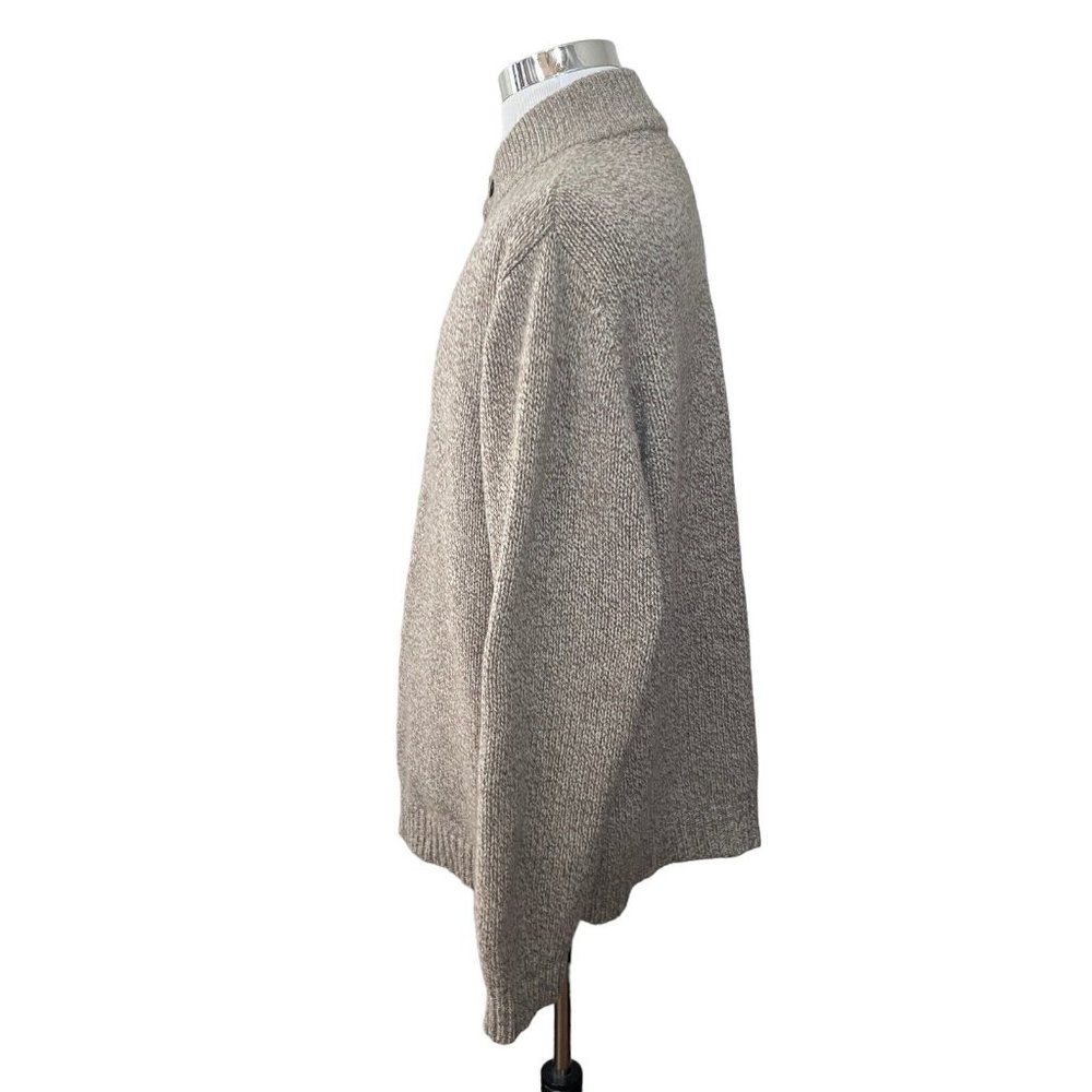 LL Bean Oatmeal Speckle Lambs Wool Knit Henley Front Mens XL - Picture 2 of 6